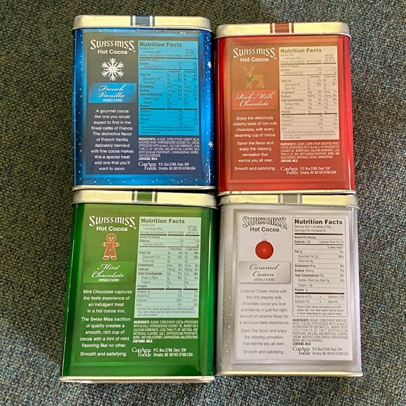 Fun!🎄 Swiss Miss ❄️ Hot Cocoa Christmas Tins ⭐️ Empty ⭐️ Lot of 4 Collectibles - Picture 4 of 13